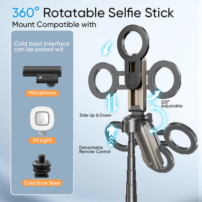 Perche à selfie magnétique trépied 3-en-1